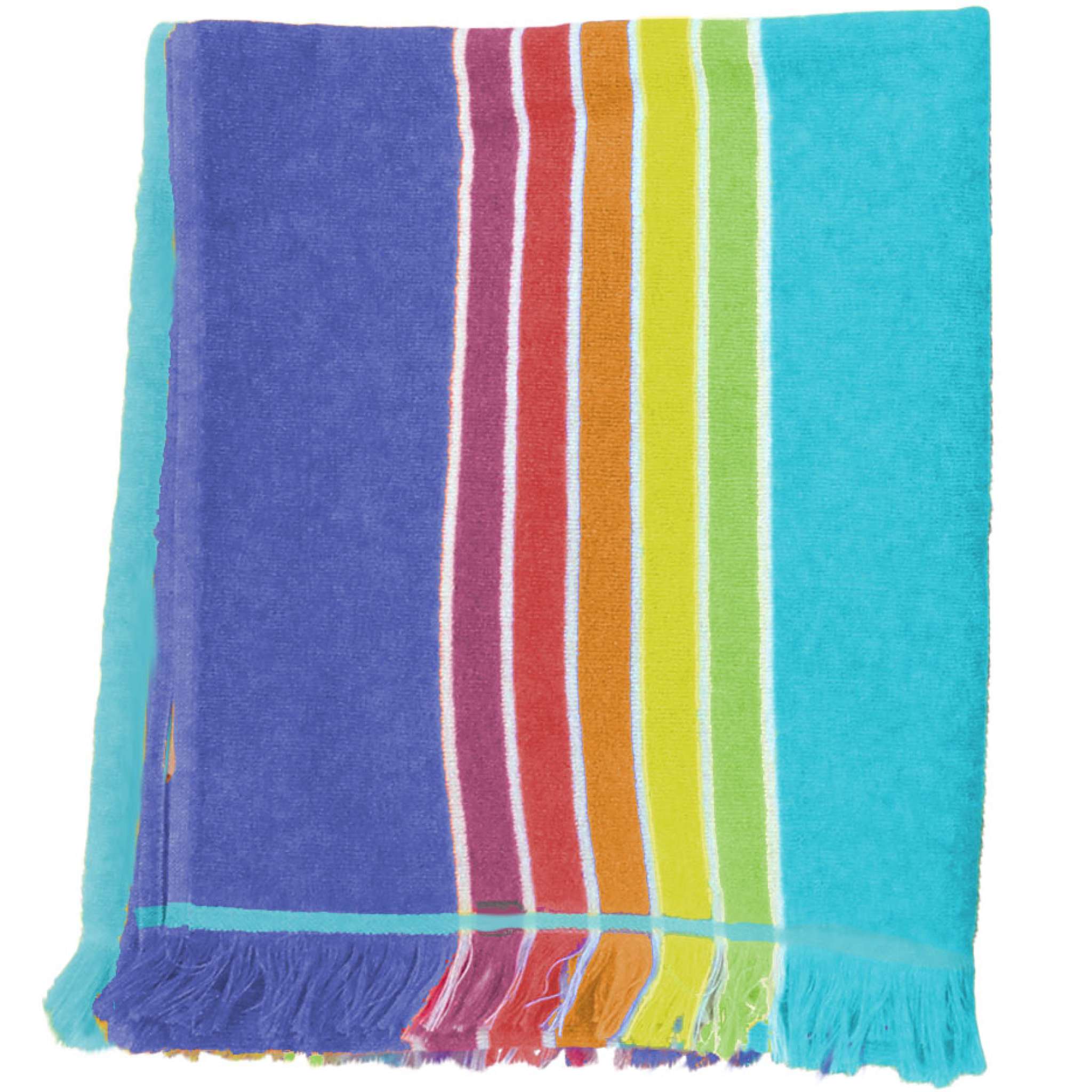 Strandlaken striper Aqua, 100x150 cm