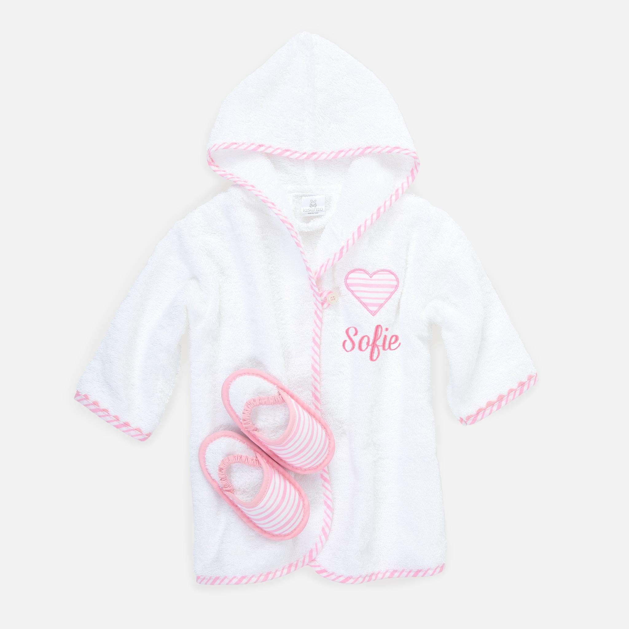 Ballon Pink Badekåpe 0-6 måneder m/tøfler