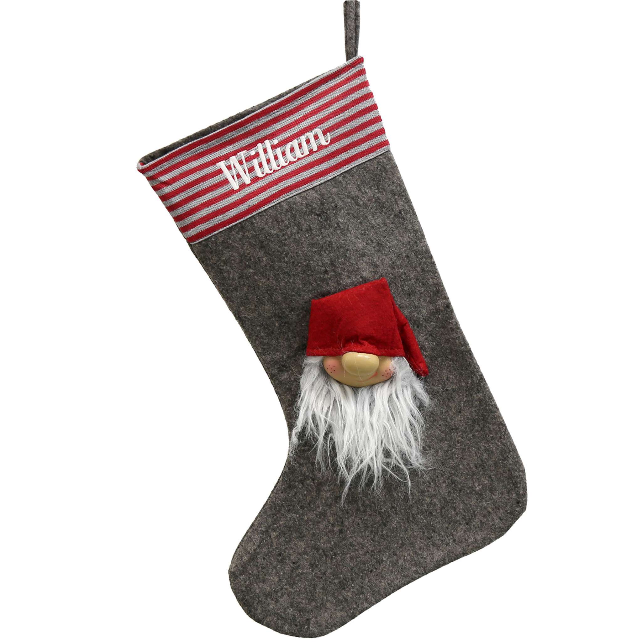 Julestrømpe med nisse, striper