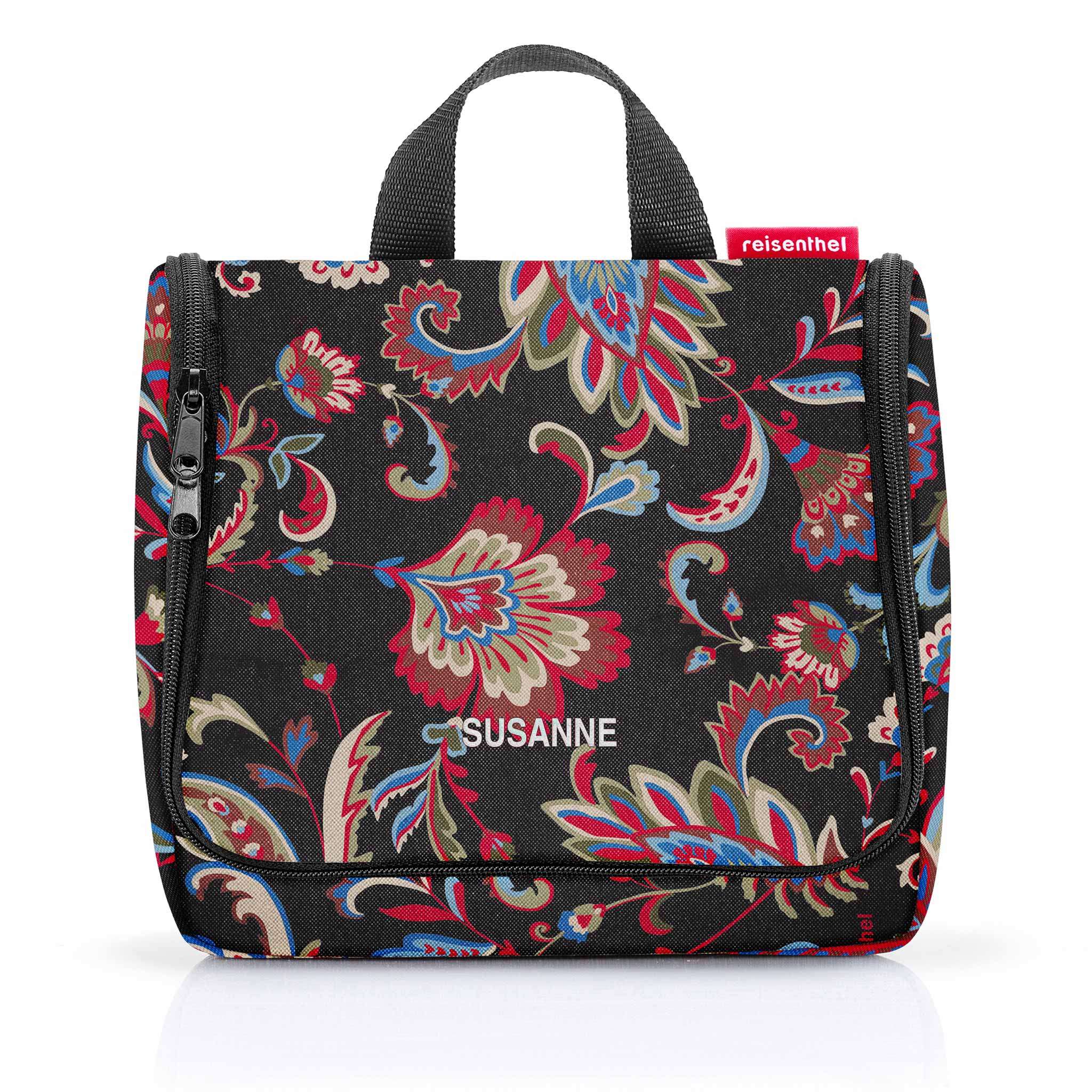 Capri Toalettveske Paisley black, med brodert navn
