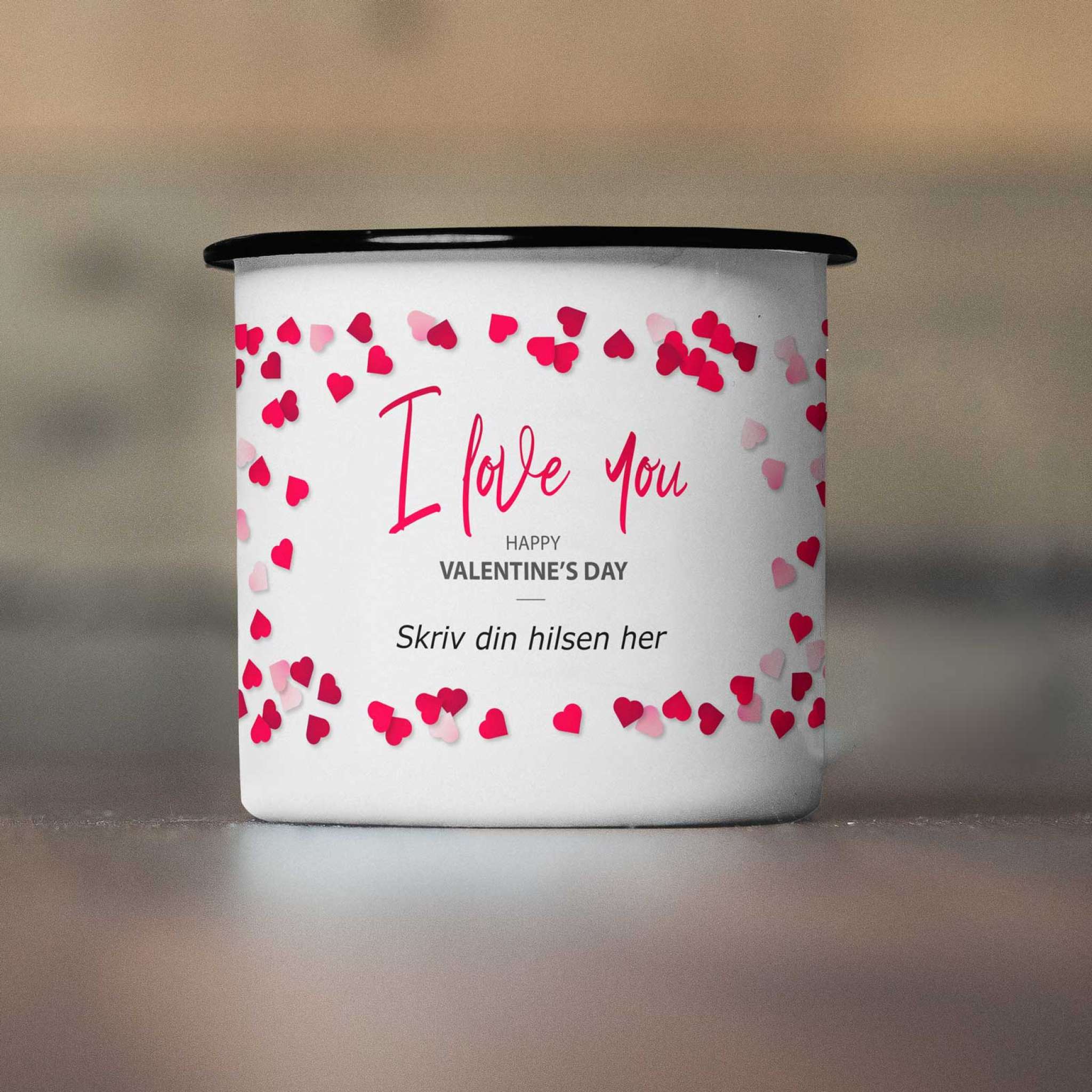 Emaljekopp, I Love You - Happy Valentine´s Day