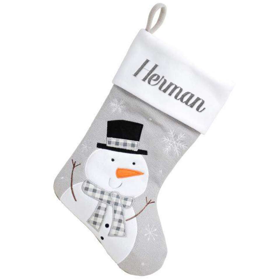Julestrømpe Premium, Snømann grå