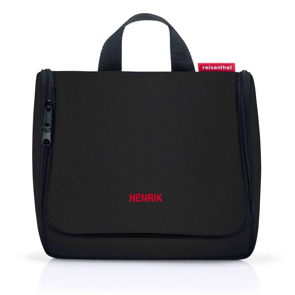 Capri Toalettveske Black, med brodert navn