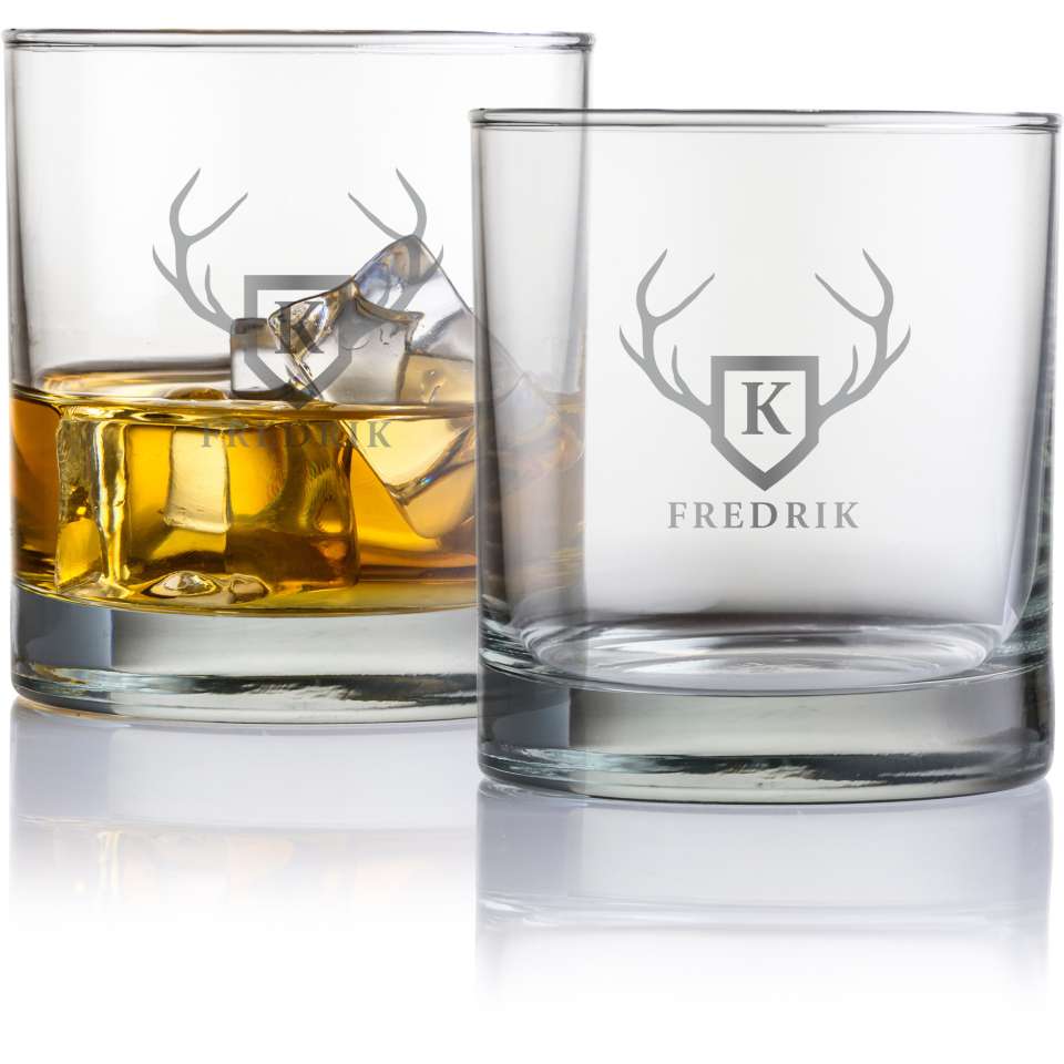 Whiskeyglass, med gravering 