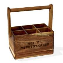 Redskaps-/oppbevaringsholder i akasietre. Str. 24 x 22 x 14 cm.