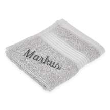 Premium Vaskeklut med navn, i 100% bomull. Myk, slitesterk og svært absorberende