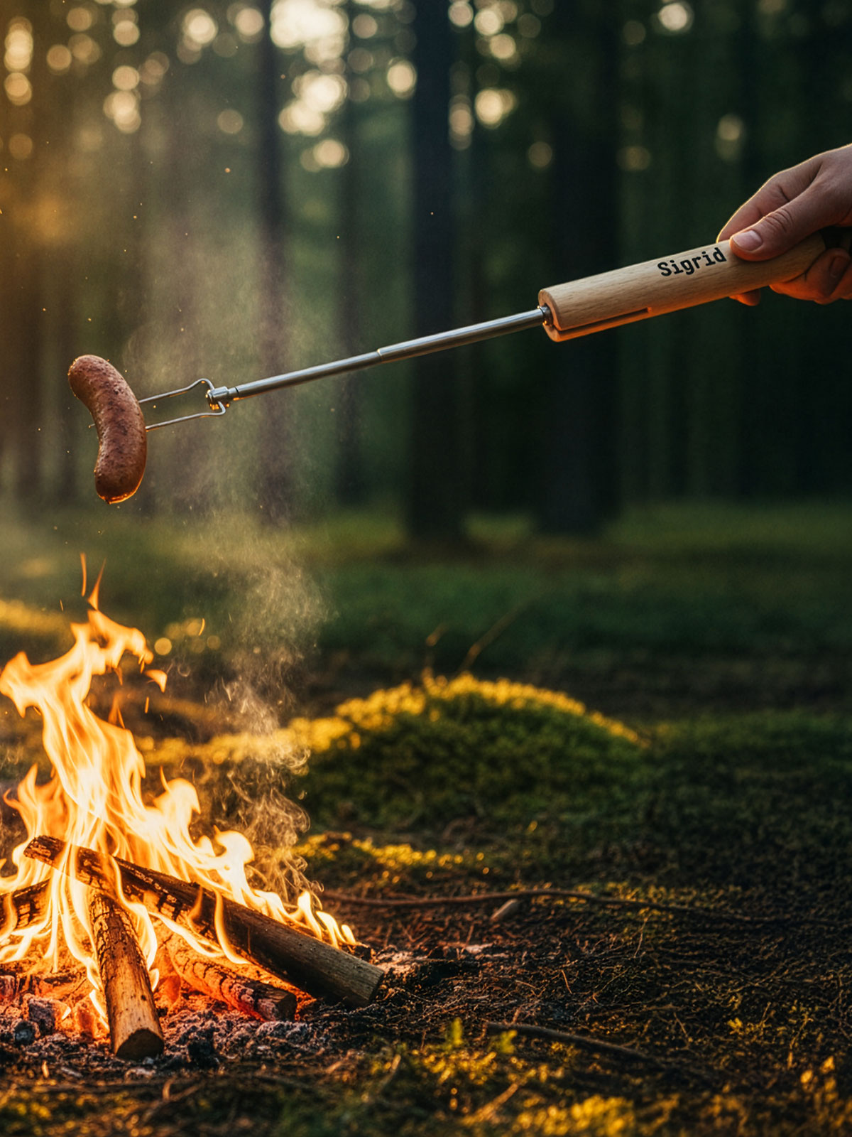 Grillpinne med gravert navn